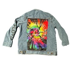 PINK FLOYD DARK SIDE OF THE MOON JEAN JACKET Unisex Sz L Tie Dye Classic Rock